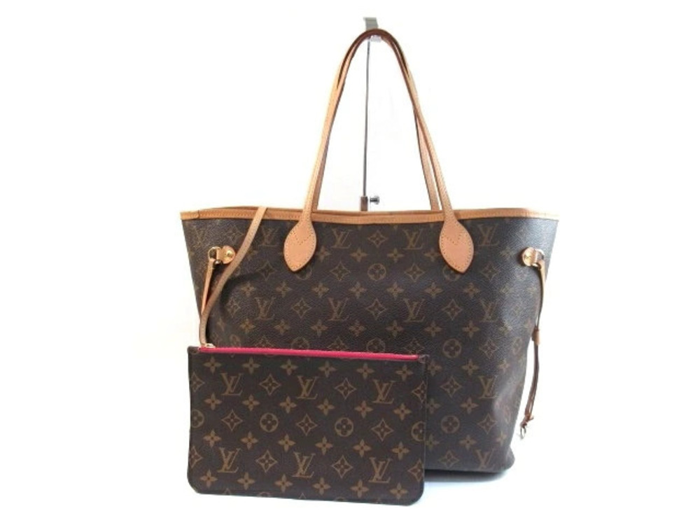 LOUIS VUITTON Neverfull Tote Bag Pouch Clutch Monogram Fuschia Pink